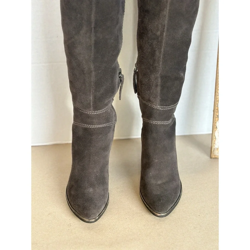 Dolce Vita Over the Knee Suede Boots Dark Gray Leather Size 6 OTK‎ 25